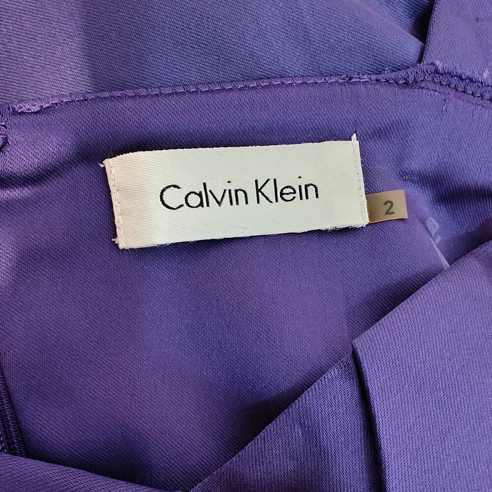 Calvin Klein Purple Sheath Dress Pleated Bodice Size 2 - Picture 6 of 6